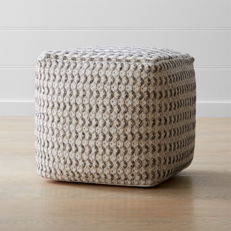 Briar 18"x18" Neutral Pouf + Reviews | Crate and Barrel | Crate & Barrel
