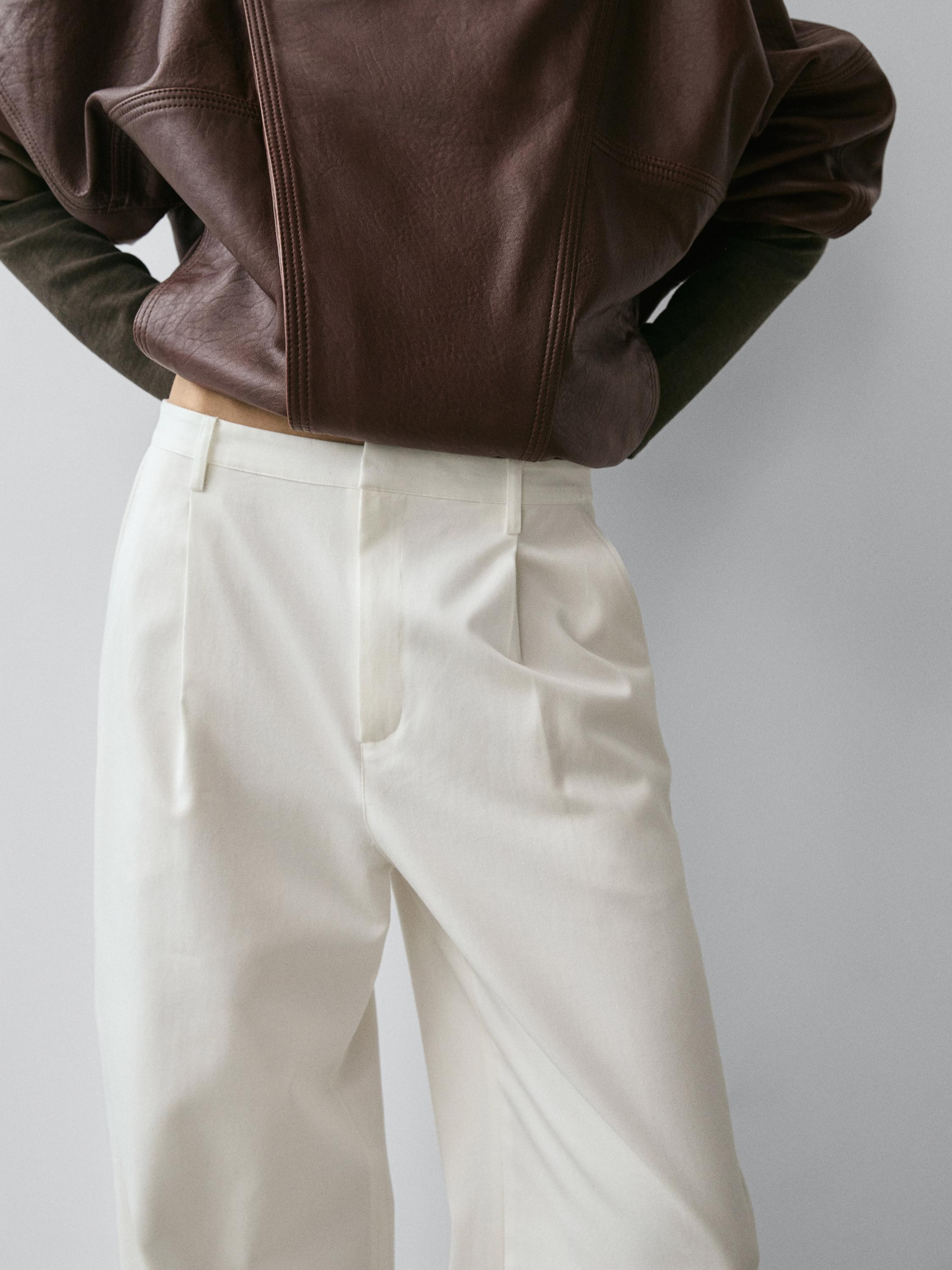 Darted cotton trousers | Massimo Dutti UK