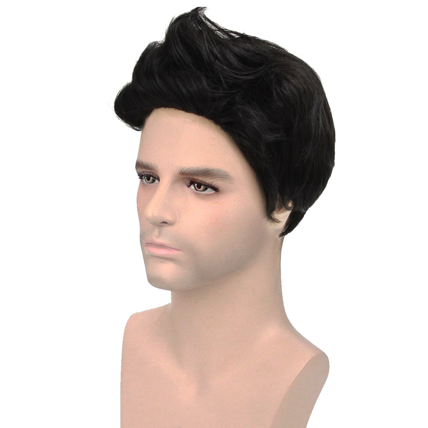 Acecharming Black Short Wig, Men Fashion Synthetic Quiff Hair Wigs For Daily Use with Cap | Amazon (US)
