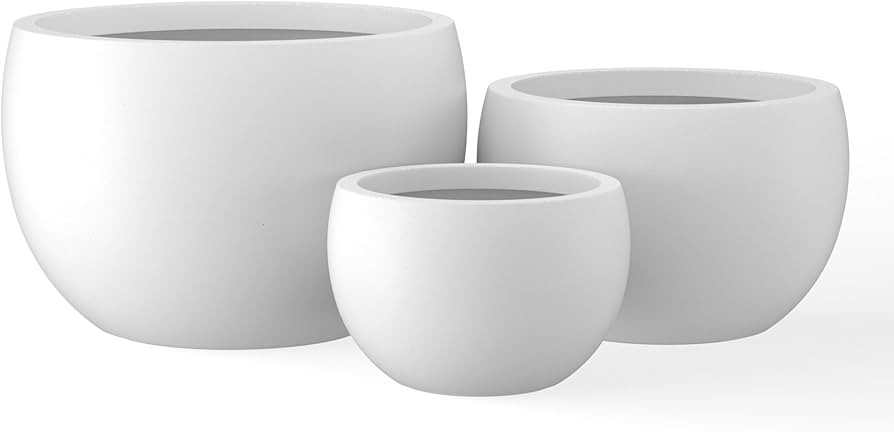Kante 19.9",15.7",11.8" Dia Round Concrete Planter Set of 3, Outdoor/Indoor Large Bowl Plant Pots... | Amazon (US)