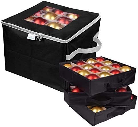 ProPik Christmas Ornament Storage Box, Organizer Holds Up to 48 Xmas Balls with 3 Separate Removable | Amazon (US)