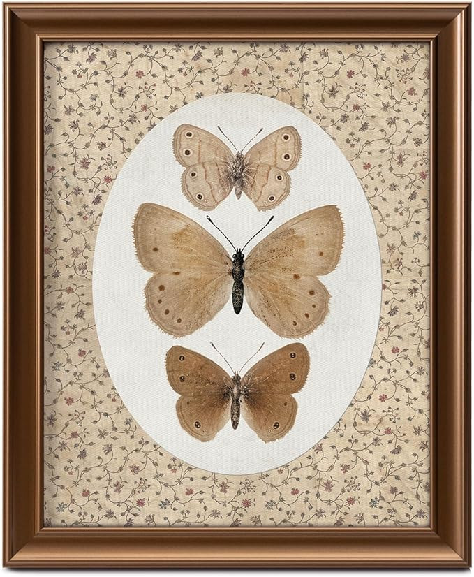 Framed Vintage Canvas Wall Art Decor, Butterfly Farmhouse Wall Prints for Bedroom Bathroom Office... | Amazon (CA)