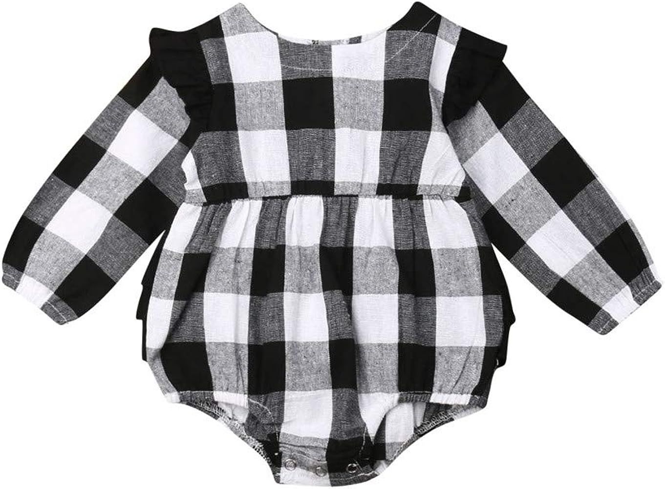 TiendaDeLage Newborn Baby Girl Ruffle Short-Sleeve Basic Romper Bodysuit Summer Outfit Clothes | Amazon (US)