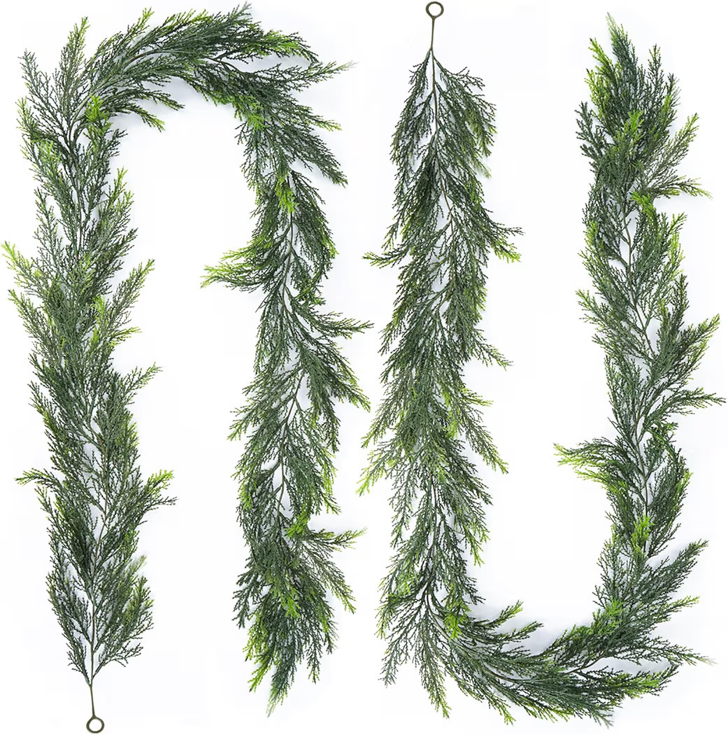 2 Pack Artificial Christmas Garland Decoration 5.9 Ft Norfolk Pine Garland Winter Garland for Fir... | Amazon (US)
