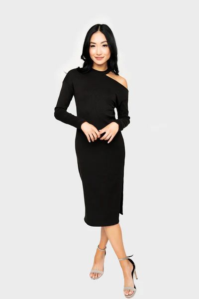 Rebecca Cutout Long Line Ribbed Dress | Gibson