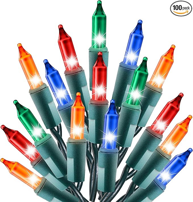 Holiday Essence - Multi Color Christmas String Lights, 100 Incandescent 20 Feet Green Wire For In... | Amazon (US)