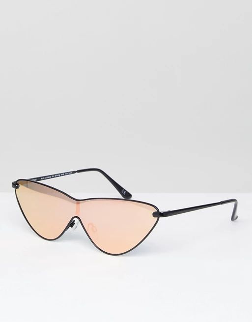 ASOS Metal Extreme Cat Eye Sunglasses with Rose Gold Flash Lens | ASOS US