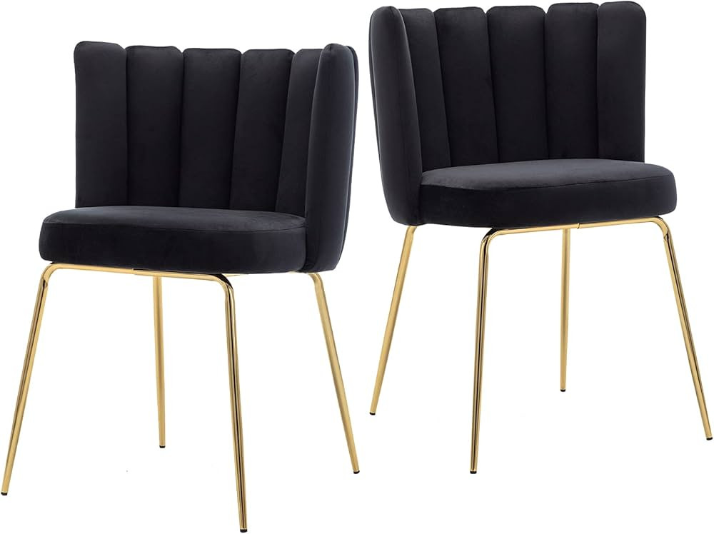 DM Furniture Velvet Dining Chairs Set of 2 Modern Accent Chairs Upholstered Side Chairs with Gold... | Amazon (US)