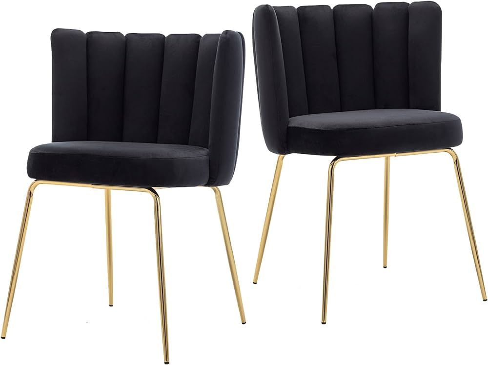 DM Furniture Velvet Dining Chairs Set of 2 Modern Accent Chairs Upholstered Side Chairs with Gold... | Amazon (US)