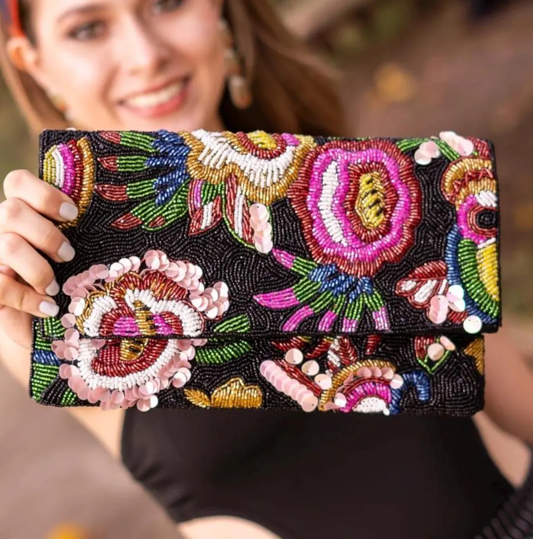 Floral Beaded Clutch Purse, Floral Clutch Bag, Beaded Clutch Purse, Summer Beaded Bag, Party Clut... | Etsy (US)