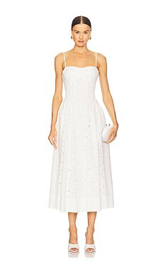 SIMKHAI Kittiya Midi Dress in White from Revolve.com | Revolve Clothing (Global)