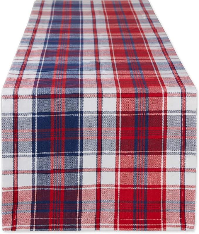 DII Americana Plaid, Table Top Collection, Table Runner, 14x72, Red, White, & Blue | Amazon (US)