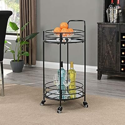FirsTime & Co. Black Joliet Round Bar Cart, American Designed, Black, 16 x 16 x 33.5 inches | Amazon (US)
