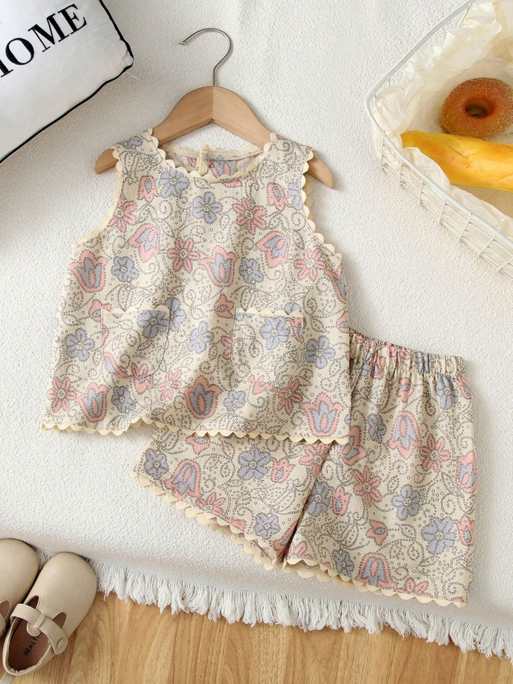 Humor Bear Young Girl Floral Embroidery Ruffle Shirt & Shorts 2pcs Outfits, Stylish Summer Set | SHEIN
