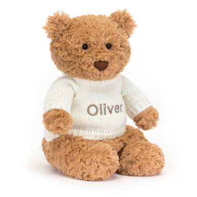 Bartholomew Bear with Personalized Cream Jumper | Jellycat US