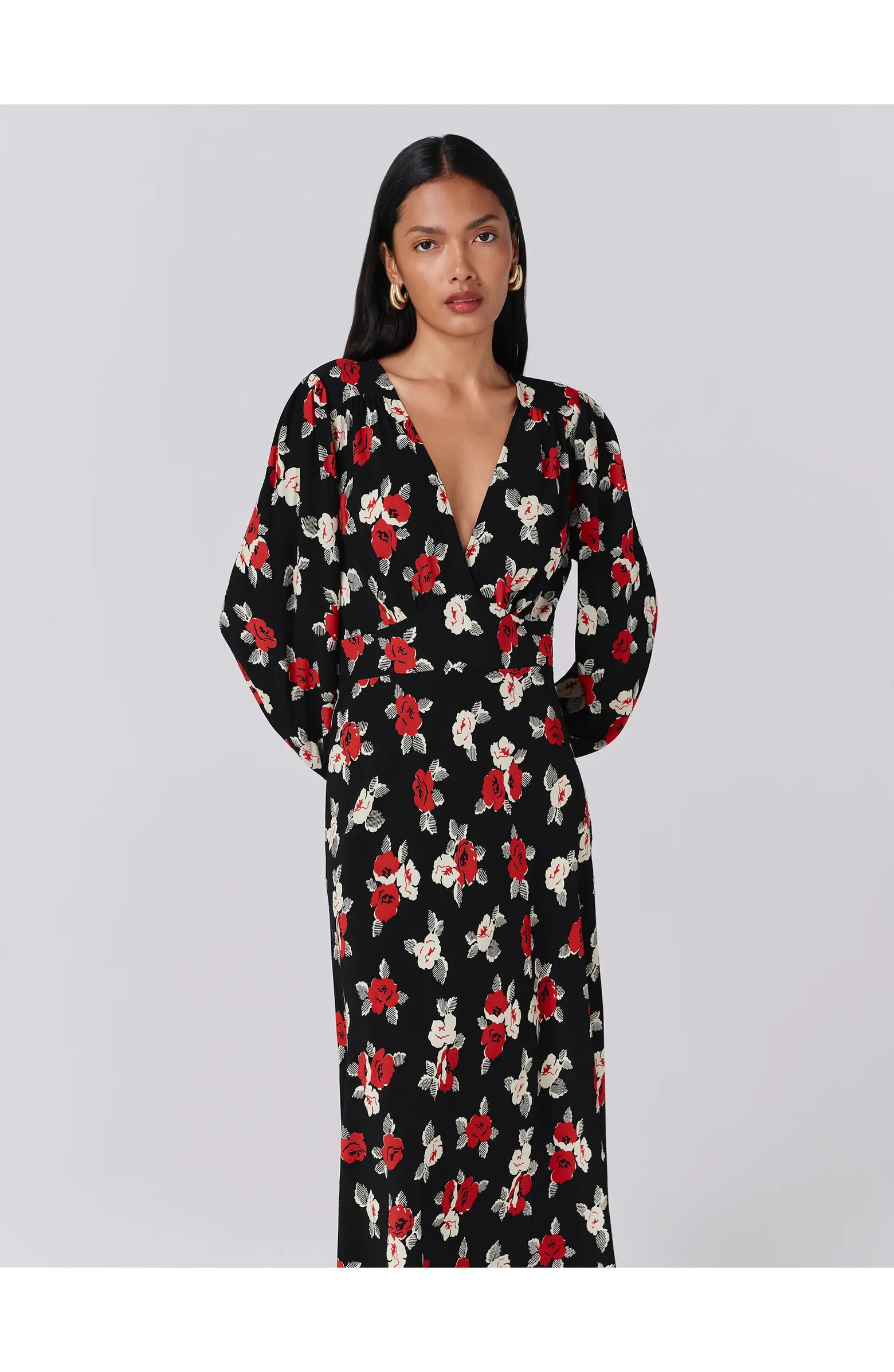 Gracie Floral V Neck Midi Dress | Nordstrom
