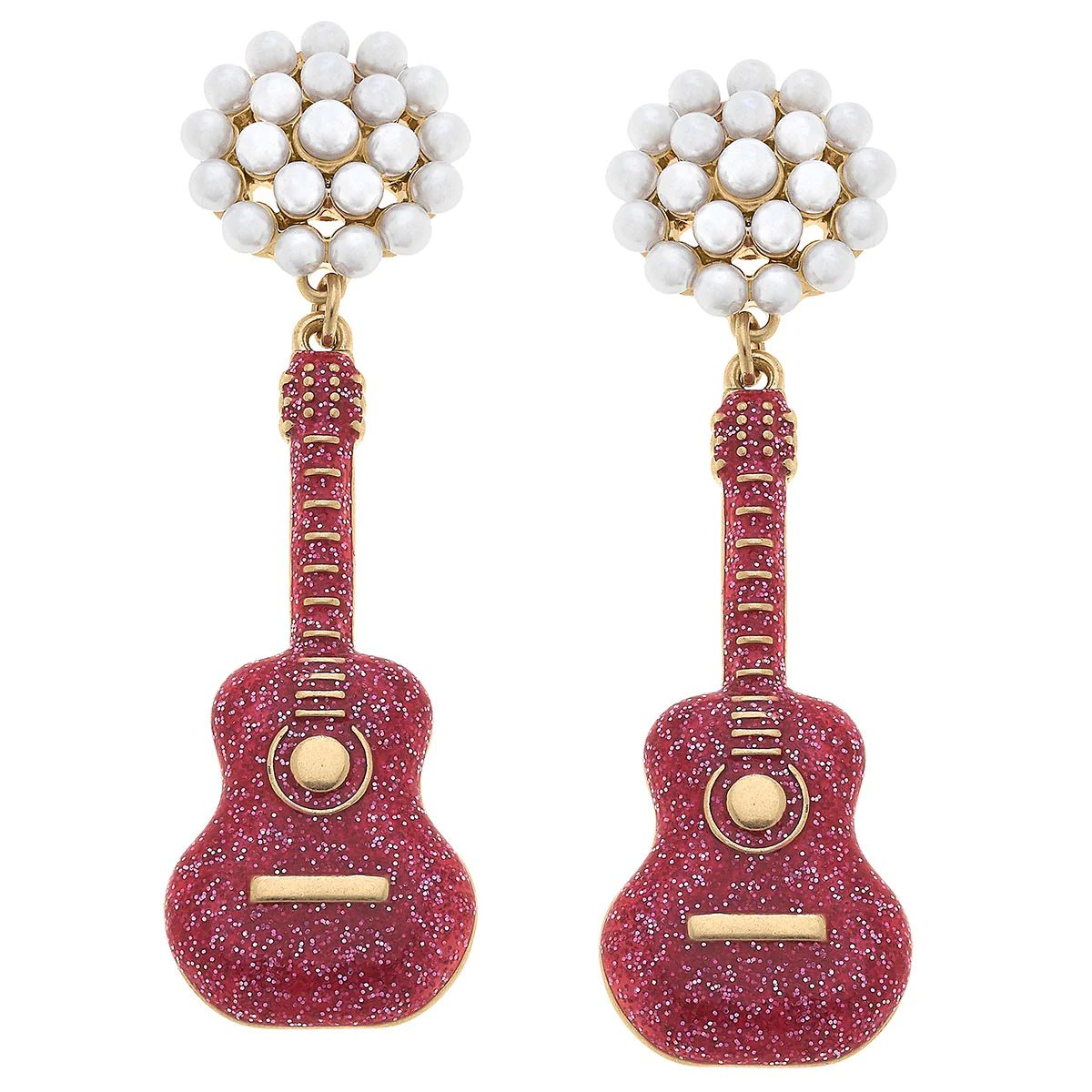 CANVAS Style x AP Style Guitar Earrings in Pink | CANVAS