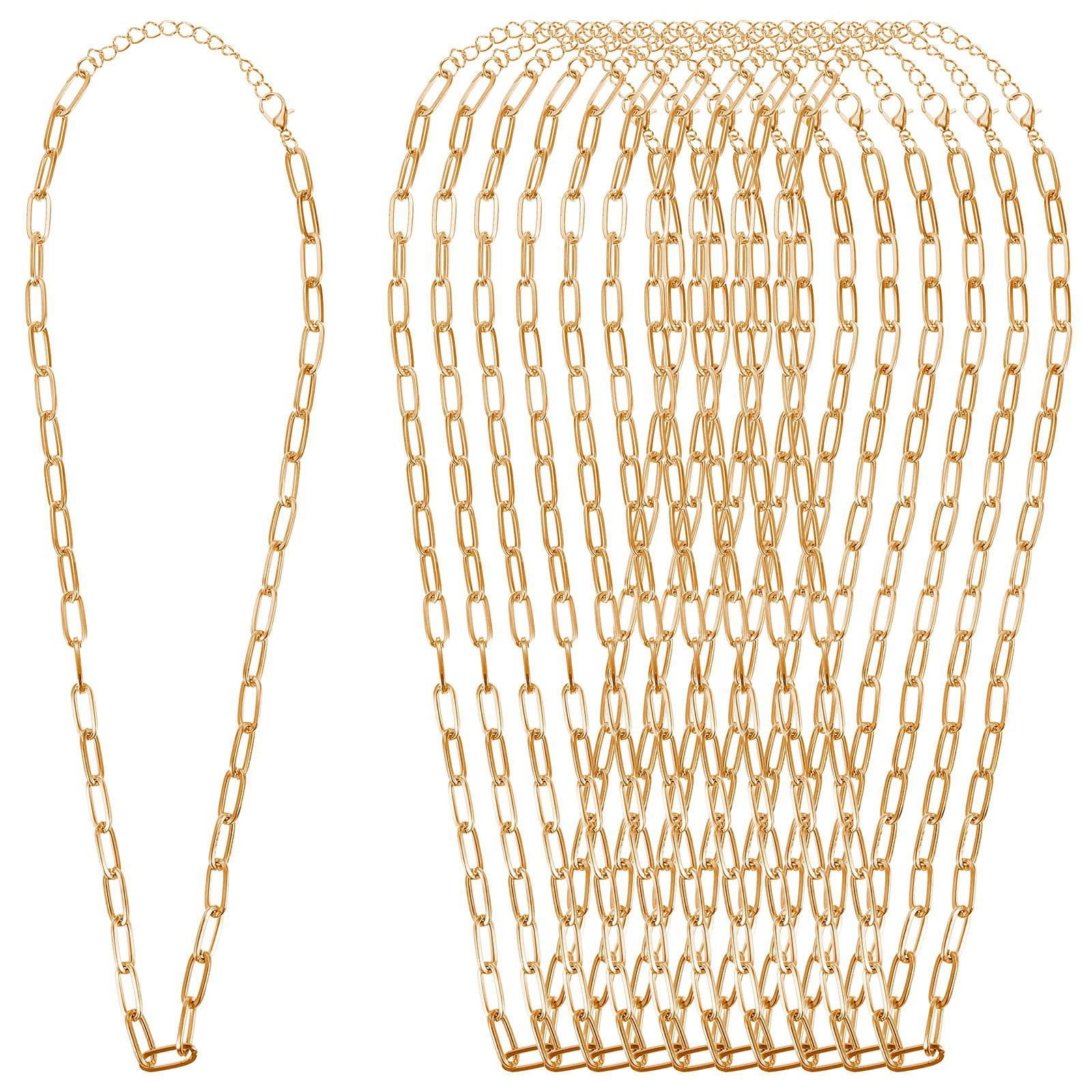 10 Pcs Charm Necklace Chain Gold Paperclip Chain Necklace 18 Inch Paperclip Necklaces for Women A... | Amazon (US)