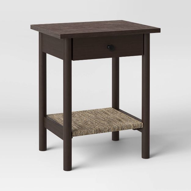 Woven Shelf Accent Table with Drawer Dark Brown - Threshold&#8482; | Target