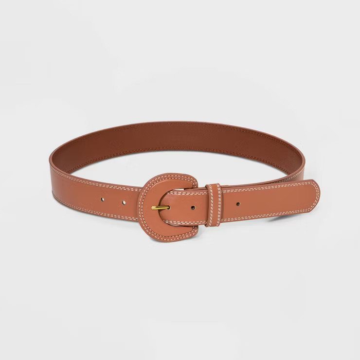Women's Covered Buckle Thick Belt - Universal Thread™ Tan XL | Target