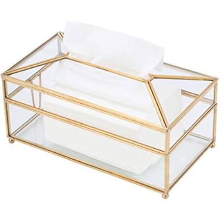 Sumnacon Rectangular Mirror Glass Paper Tissue Box, Decorative Glass Napkin Storage Box, Facial Tiss | Amazon (US)