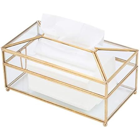 Sumnacon Rectangular Mirror Glass Paper Tissue Box, Decorative Glass Napkin Storage Box, Facial Tiss | Amazon (US)