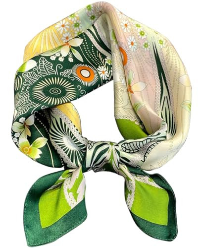 kcctoo 27.5" Mulberry Silk Feeling Head Scarf Women's Fashion Square Neck Satin Scarfs for Bag Hair Scarves Gift(K007) | Amazon (US)