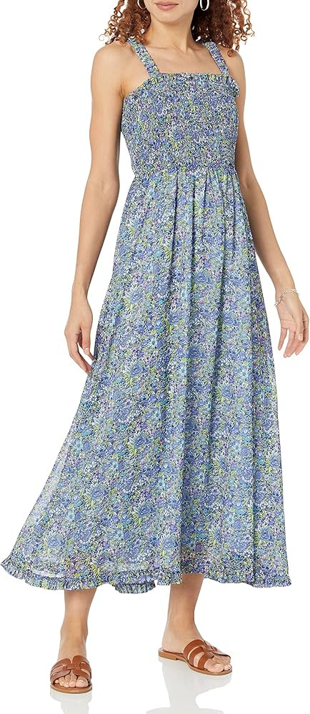 The Drop Women's Jaya Smocked-Bodice Chiffon Maxi Dress Dress | Amazon (US)
