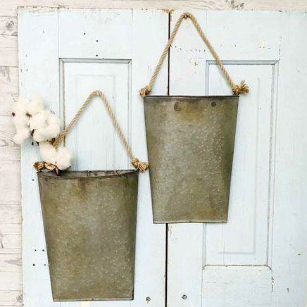 Galvanized Metal Hanging Indoor Outdoor Door or Wall Pockets, Set of Two | Amazon (US)
