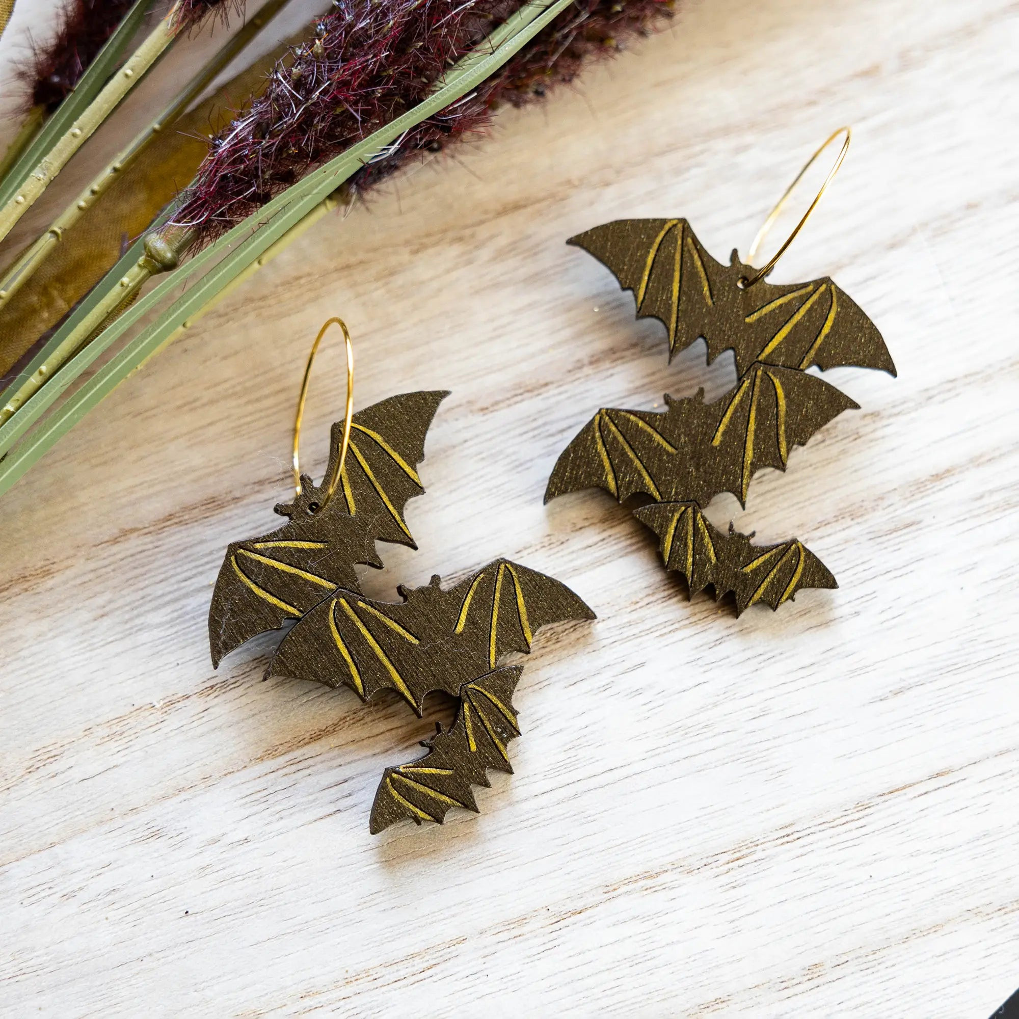 Shimmery Bat Hoop Earrings | Le Chic Miami