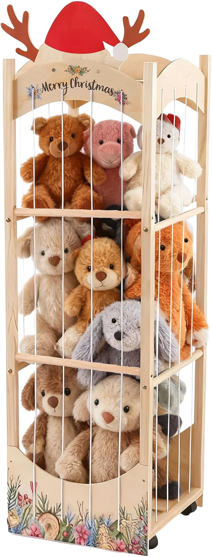 Stuffed Animal Storage,Christmas Reindeer Stuffed Animal Organizer, Movable Stuffed Animal Holder... | Amazon (US)