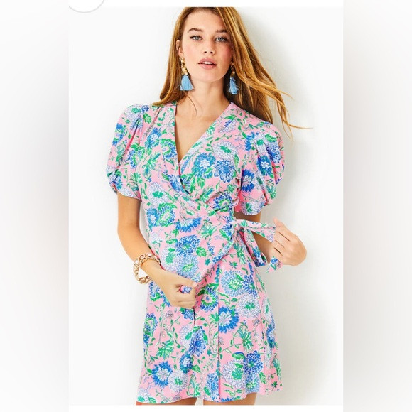 NWT Lilly Pulitzer Sailynn Wrap Dress Romper Conch Shell Pink Rumor Has It L | Poshmark