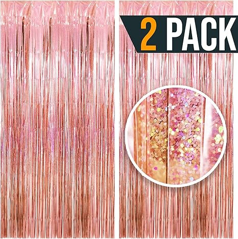 3.25 x 6.7 ft (2 Pack) Tinsel Foil Fringe Curtains Party Decorations Photo Booth Backdrop | Weddi... | Amazon (US)