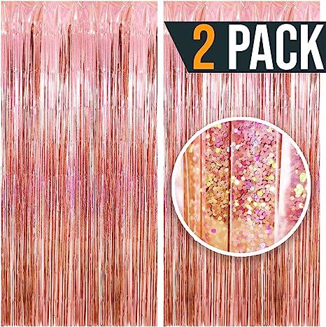 3.25 x 6.7 ft (2 Pack) Tinsel Foil Fringe Curtains Party Decorations Photo Booth Backdrop | Weddi... | Amazon (US)