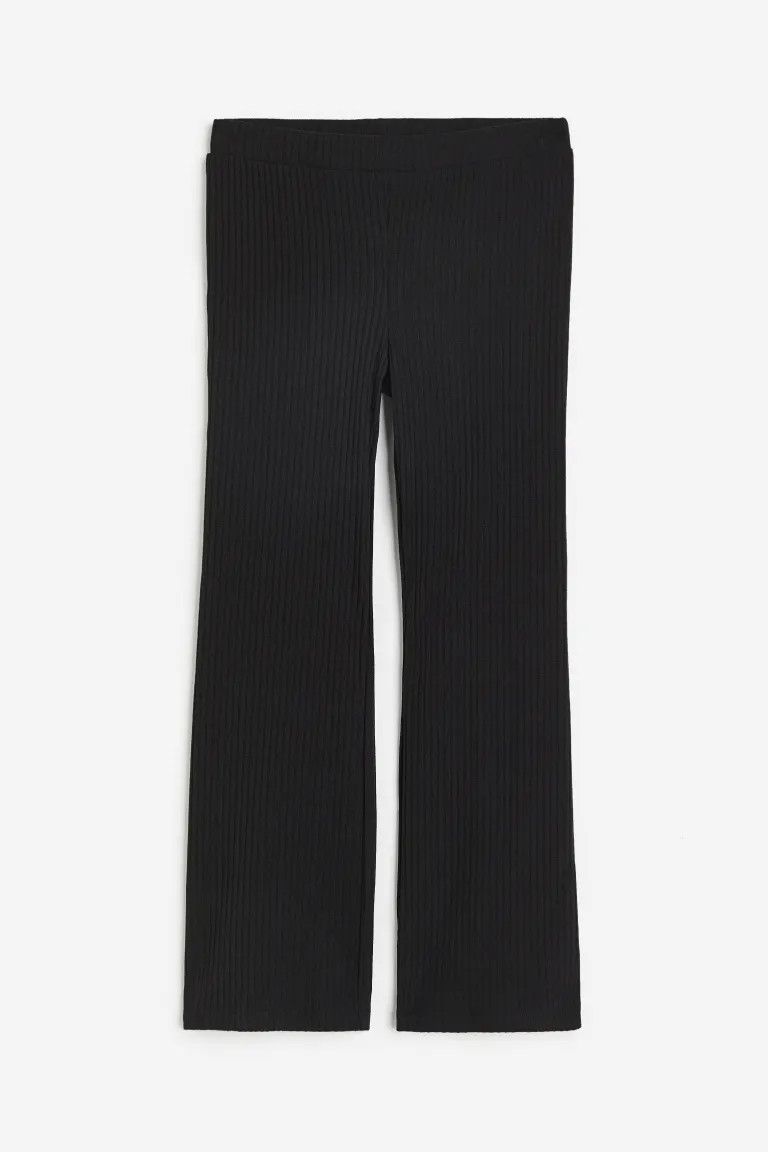 Flared Leggings - Black/ribbed - Kids | H&M US | H&M (US + CA)