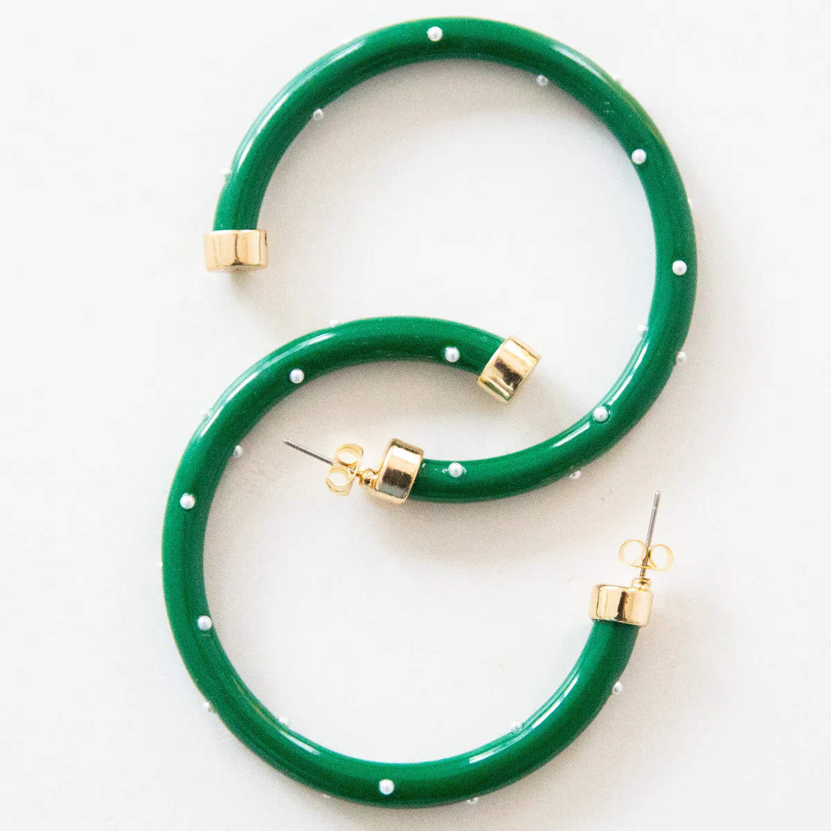 Hoops - Kelly Green with Pearls | Hoo Hoops