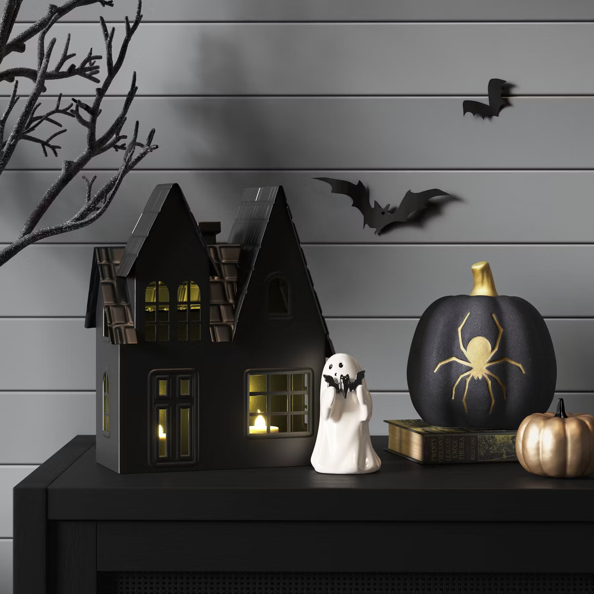 4.5" Ceramic Ghost with Bat Halloween Figurine - Hyde and EEK! Boutique™ | Target