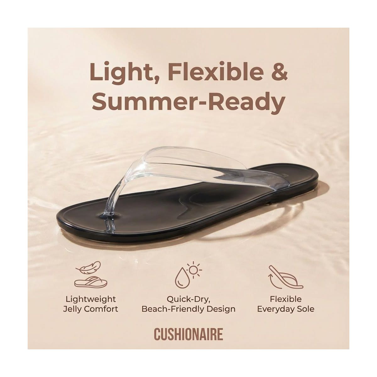 CUSHIONAIRE Splash Jelly Flip Flops for Women With Flexible Sole and Soft Footbed Sandals, Black ... | Target