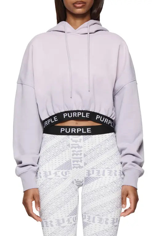 PURPLE BRAND Logo Band Oversize Crop Hoodie at Nordstrom, Size Xx-Small | Nordstrom