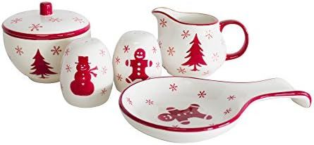 Euro Ceramica Winterfest Collection Festive Ceramic Tableware Necessities, 4 Piece Completer Set,... | Amazon (US)