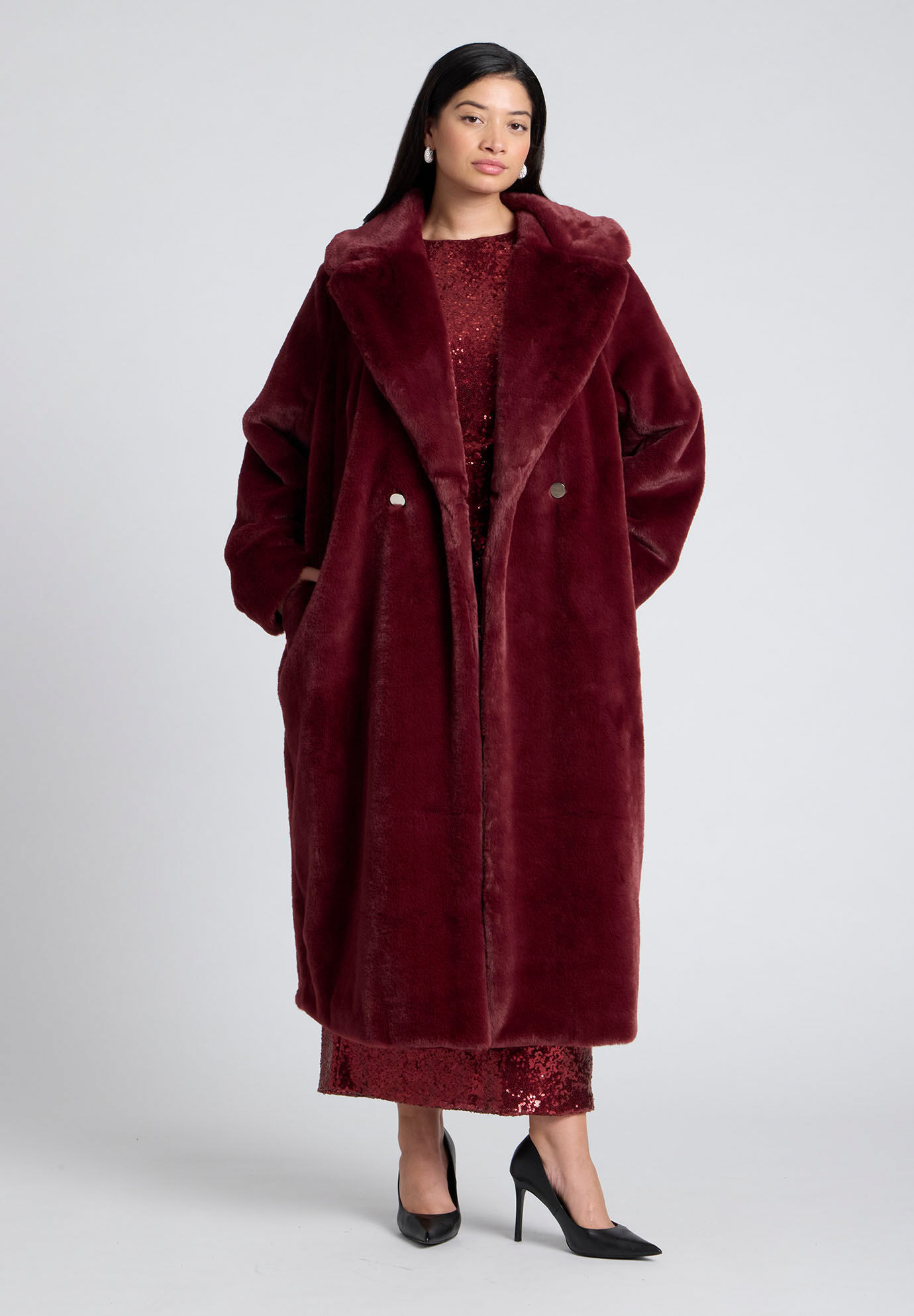 Faux Fur Long Coat | Eloquii