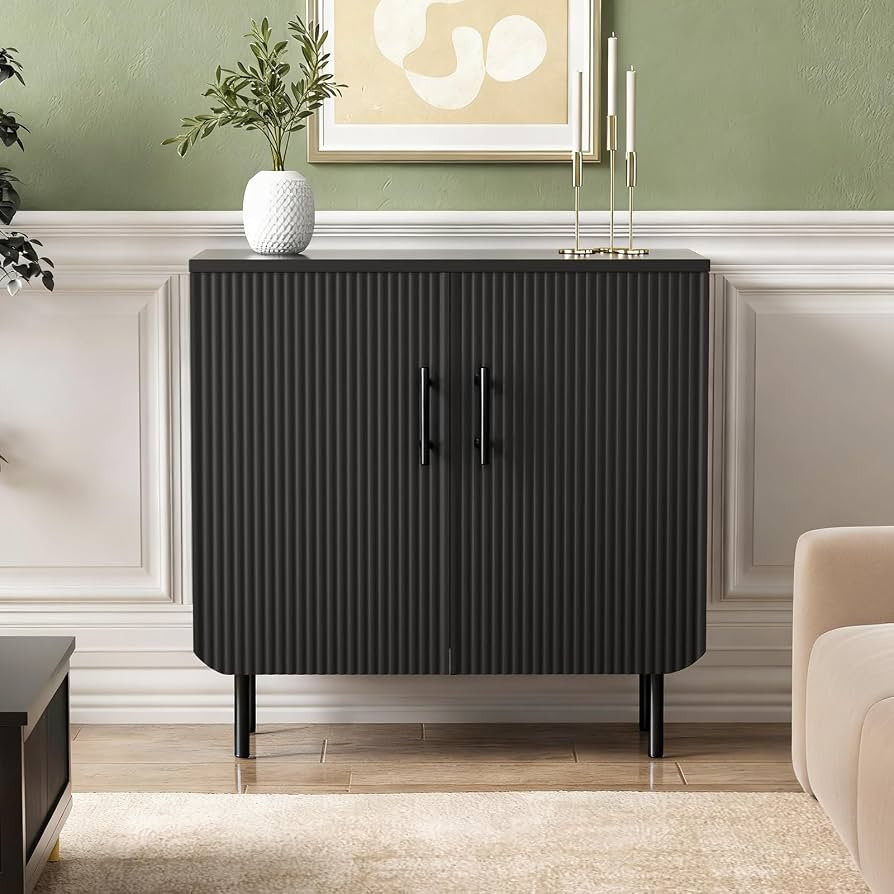 Buffet Cabinet with Storage, Sideboard with 2 Doors, Adjustable Shelf, Fluted Accent Cabinet for ... | Amazon (US)