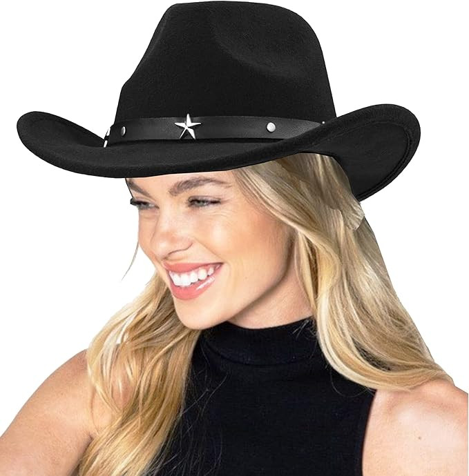 Vintage Western Cowboy Hat for Men Women Outback Cowgirl Hat Rodeo Gus Felt Fedora Hat Women M/L | Amazon (US)