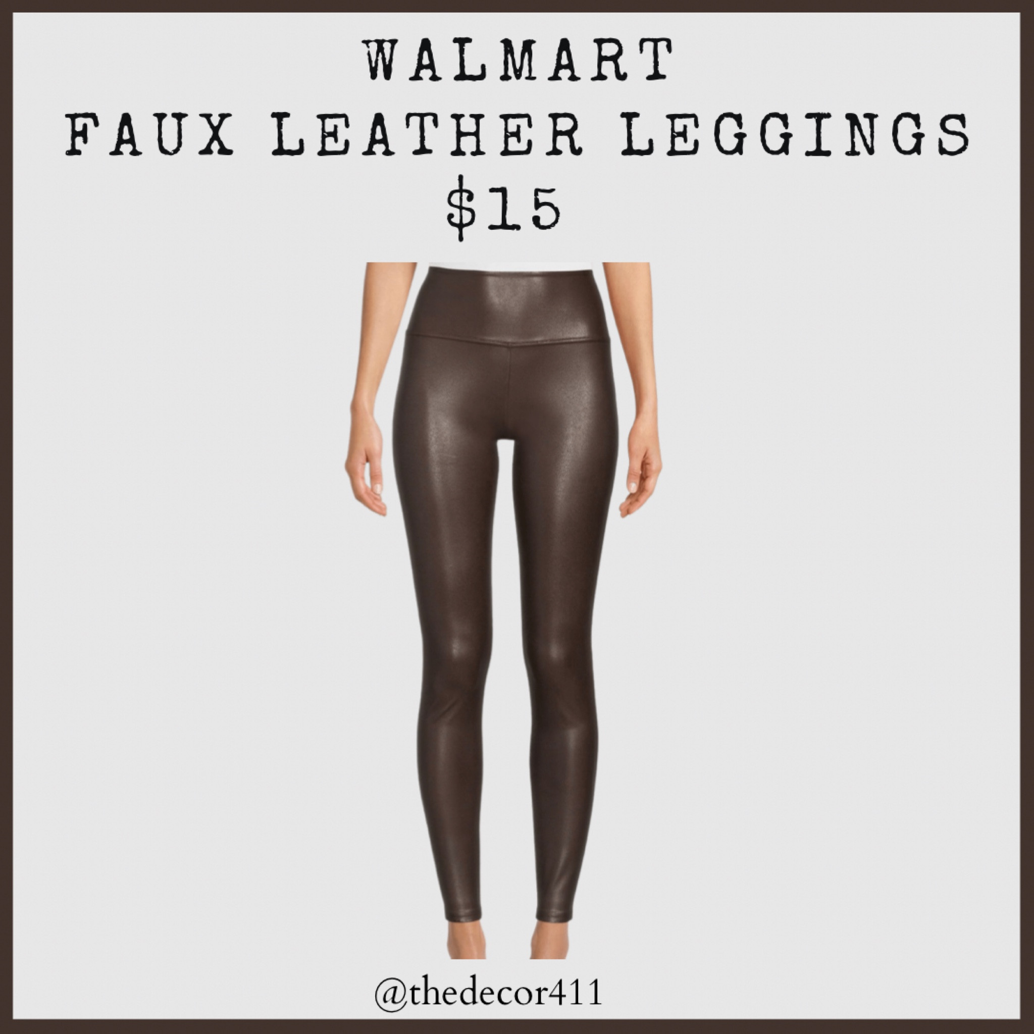 Walmart faux leather leggings now in brown and $15 
Spanx look for less! Faux leather leggings, leggings, Walmart fashion, fall outfit

#LTKsalealert #LTKunder50 #LTKSeasonal