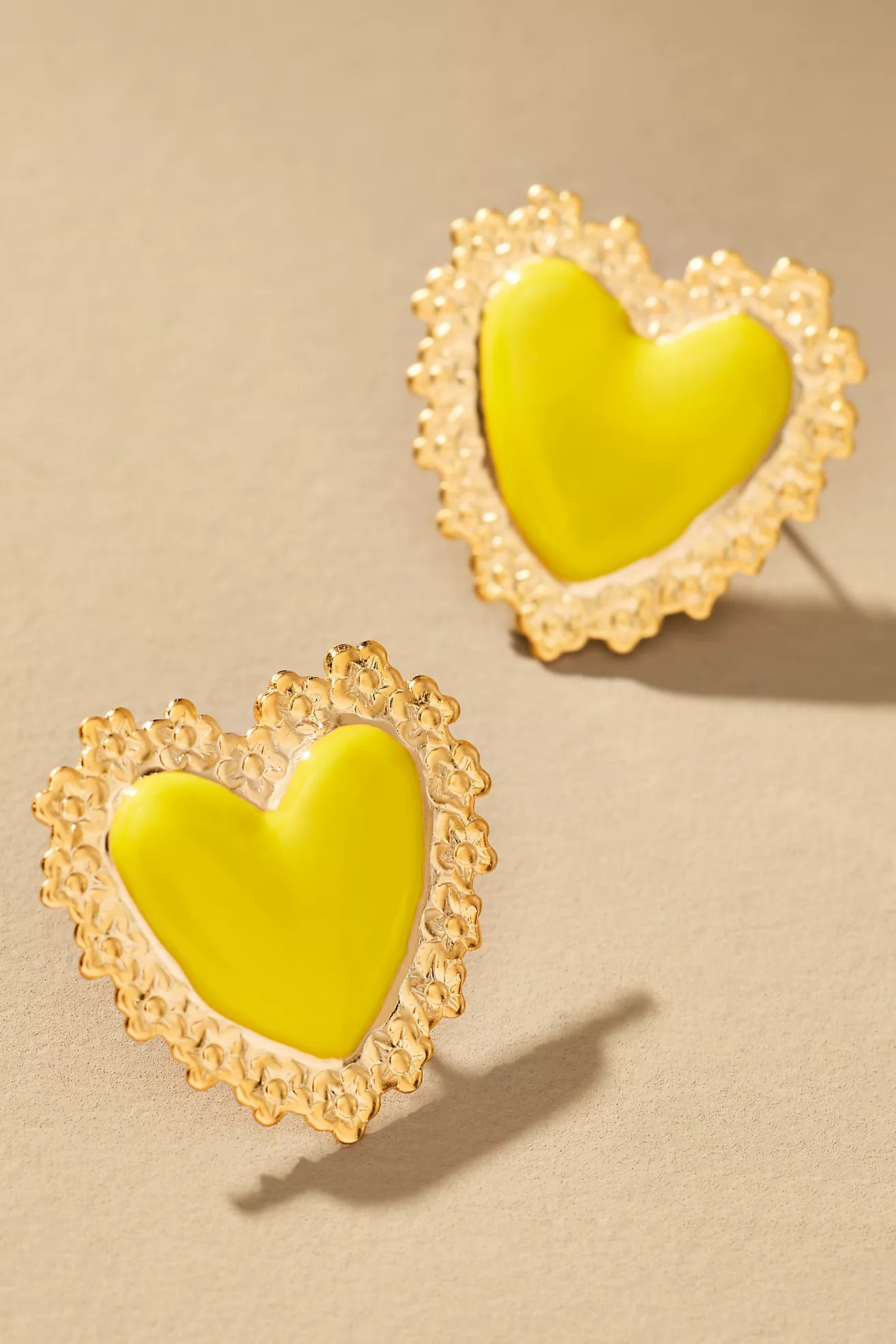 The Pink Reef Love Heart Stud Earrings | Anthropologie (US)
