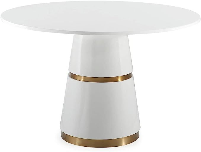 TOV Furniture Rosa Modern Round Dining Table with Conical Base, White/Gold | Amazon (US)
