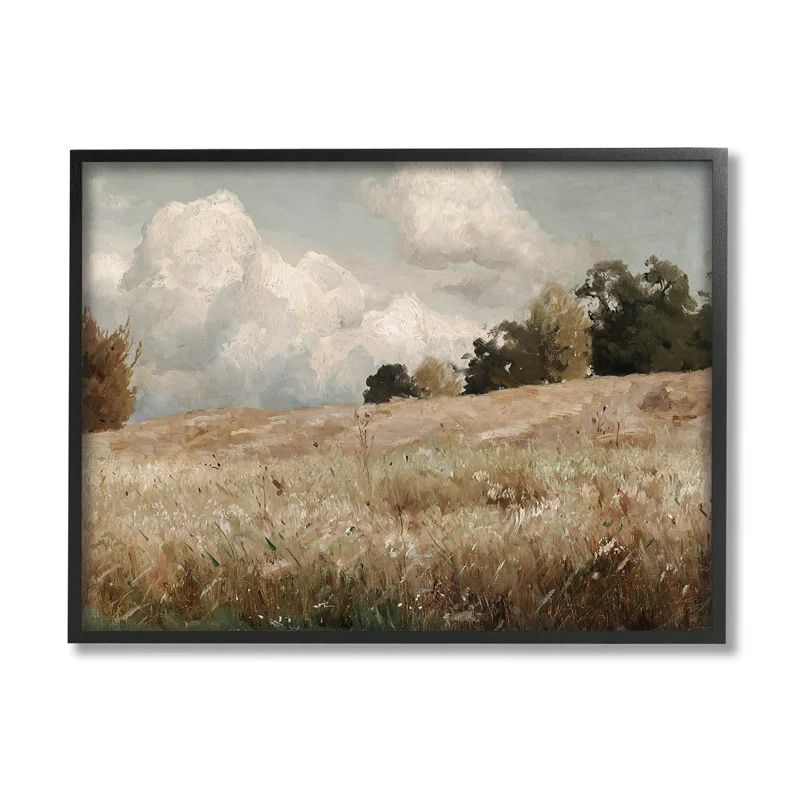 Classic Nature Field Landscape Framed On Wood Painting | Wayfair North America