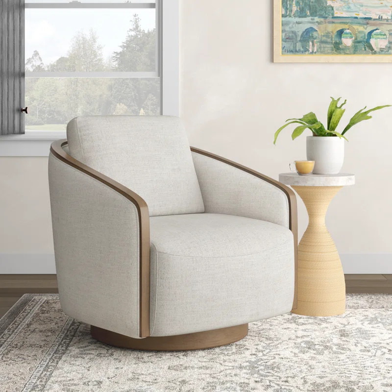 Nieve Upholstered Swivel Barrel Chair | Wayfair North America