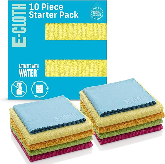 E-Cloth 10-pc Starter Pack, Microfiber Cleaning Cloth Set, Includes Household Cleaning Tools for ... | Amazon (US)