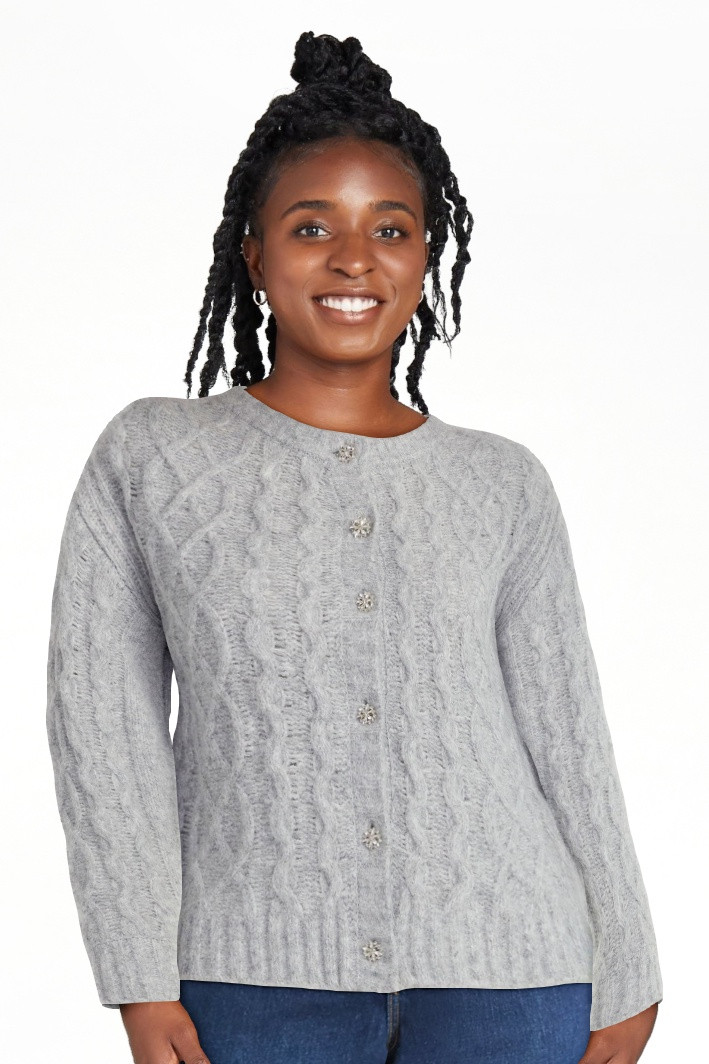 Free Assembly Women's and Women's Plus Cropped Cable Cardigan Sweater, Midweight, Sizes XS-4X | Walmart (US)